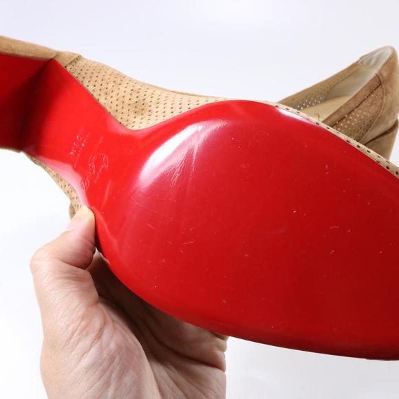 Incastrana 55mm Tan Biscotto Perforated Suede Padded Round Pumps D524 - Picture 9 of 12